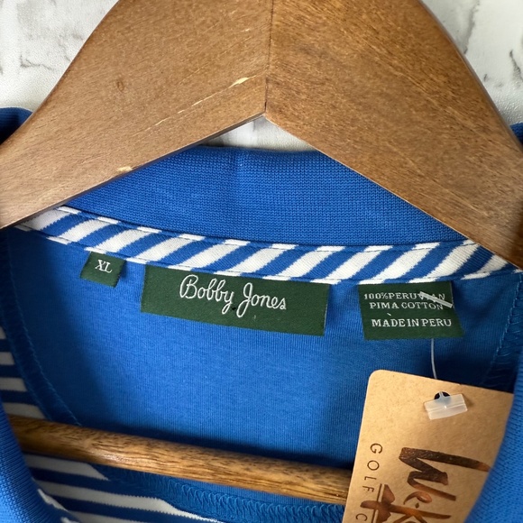 Bobby Jones x We-Ko-Pa Royal Blue Striped All Pima Cotton Golf Polo Mens XL NWT - Picture 4 of 8